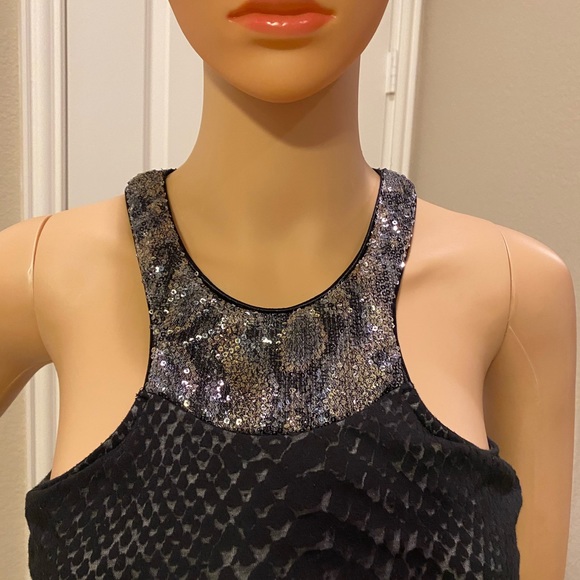 Express Snakeskin & Sequin Print Racerback Top - S - Picture 2 of 6